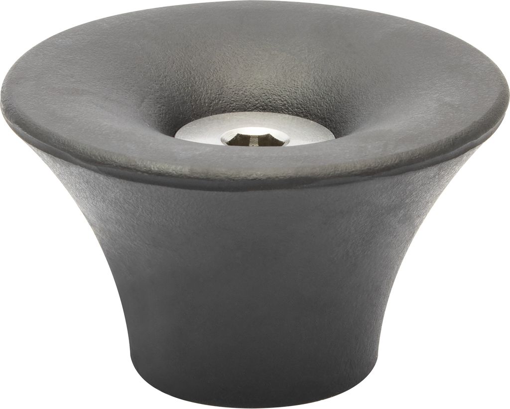 WAGNER Retro Türstopper OUTDOOR - Ø 50 x 30 mm, schwarzer Vollgummi, wetterfeste Edelstahlschraube - 15520211