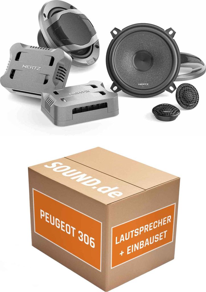 Lautsprecher Boxen Einbaupaket Front Hertz CK 130 passend für Peugeot 306 | 2x Tief-Mitteltöner 2x Hochtöner