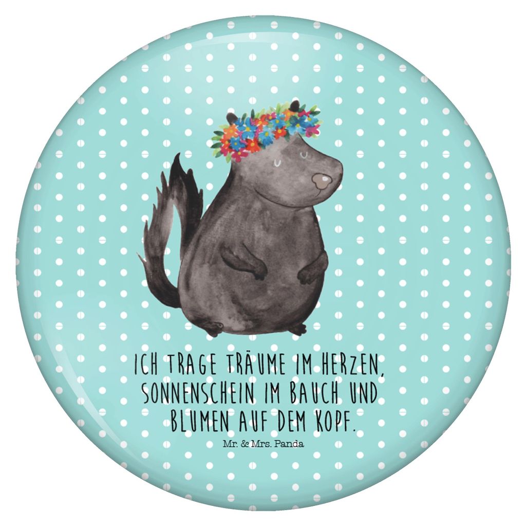 Mr. & Mrs. Panda Pin Stinktier Mädchen - Türkis Pastell - Geschenk, Sprüche Button, Skunk, Wildtier, Badge, Raubtier, Yoga, Namaste, Anstecker, ...