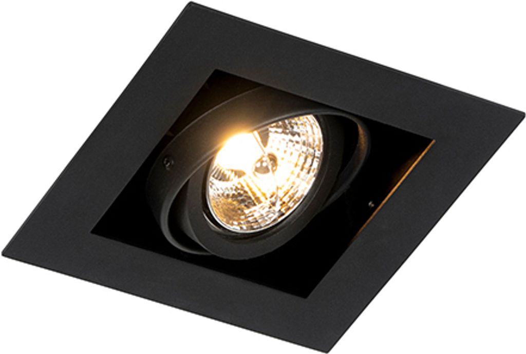 QAZQA - Modern Moderner Einbaustrahler schwarz verstellbar - Oneon 70 I Wohnzimmer I Schlafzimmer - Stahl Quadratisch - LED geeignet GU10