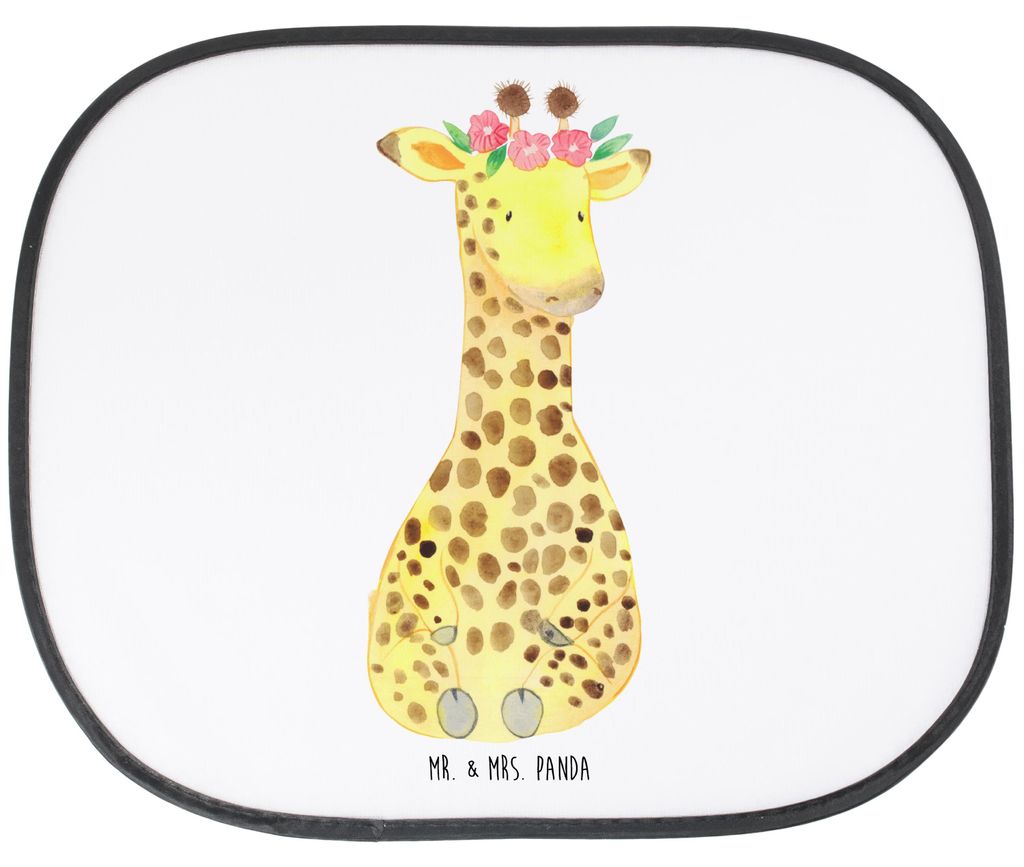 Mr. & Mrs. Panda Sonnenschutz Auto Giraffe Blumenkranz - Weiß - Geschenk, saugnapf, Afrika, Fenster, Freundin, Abenteurer, Selbstliebe, Hitzeschut...