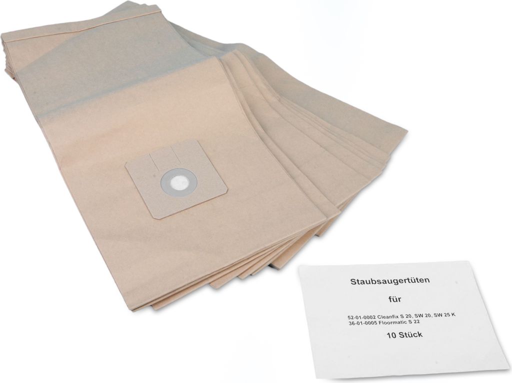 10 Staubsaugerbeutel passend für Cleanfix S20, SW20, SW25 / Floormatic S22
