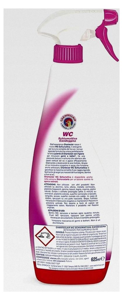 8x Chanteclair Forza & Igiene WC Schäumender Toilettenreiniger mit Bleichmittel - Reinigungsmittel Spray 625ml + er Schlüsselanhänger