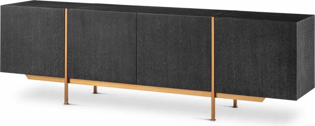 Casa Padrino Luxus Sideboard Schwarzgrau / Messing 225,5 cm - Luxus Möbel