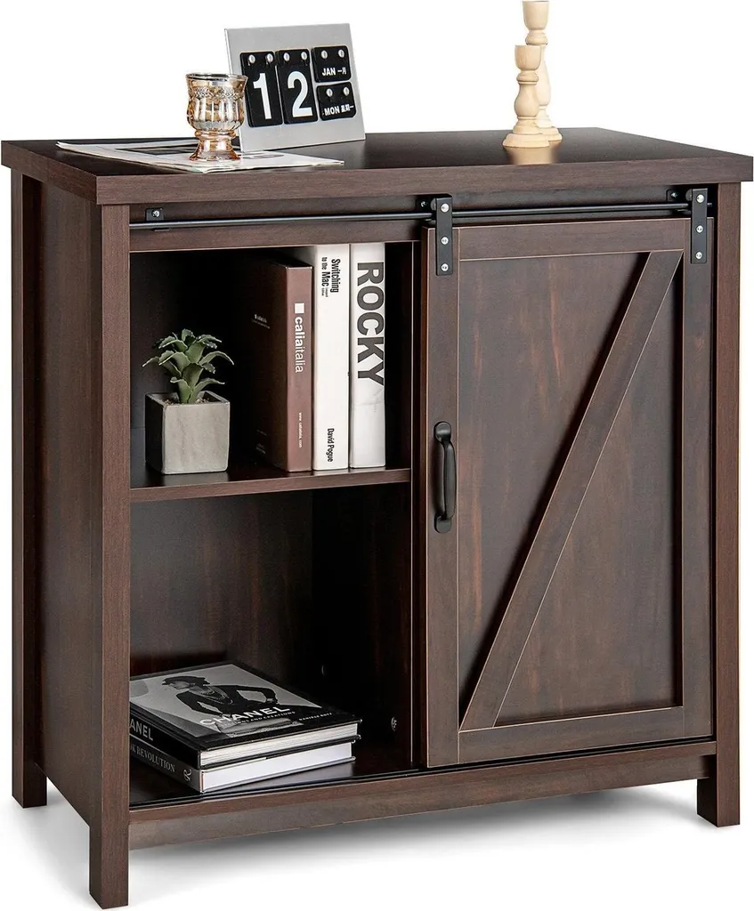 Optimisez votre espace avec ce buffet en bois compact à portes coulissantes