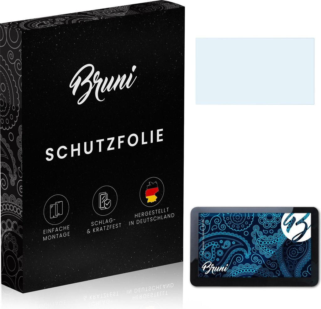 Bruni Basics-Clear 2x Schutzfolie kompatibel mit Snooper Truckmate S8100 Folie