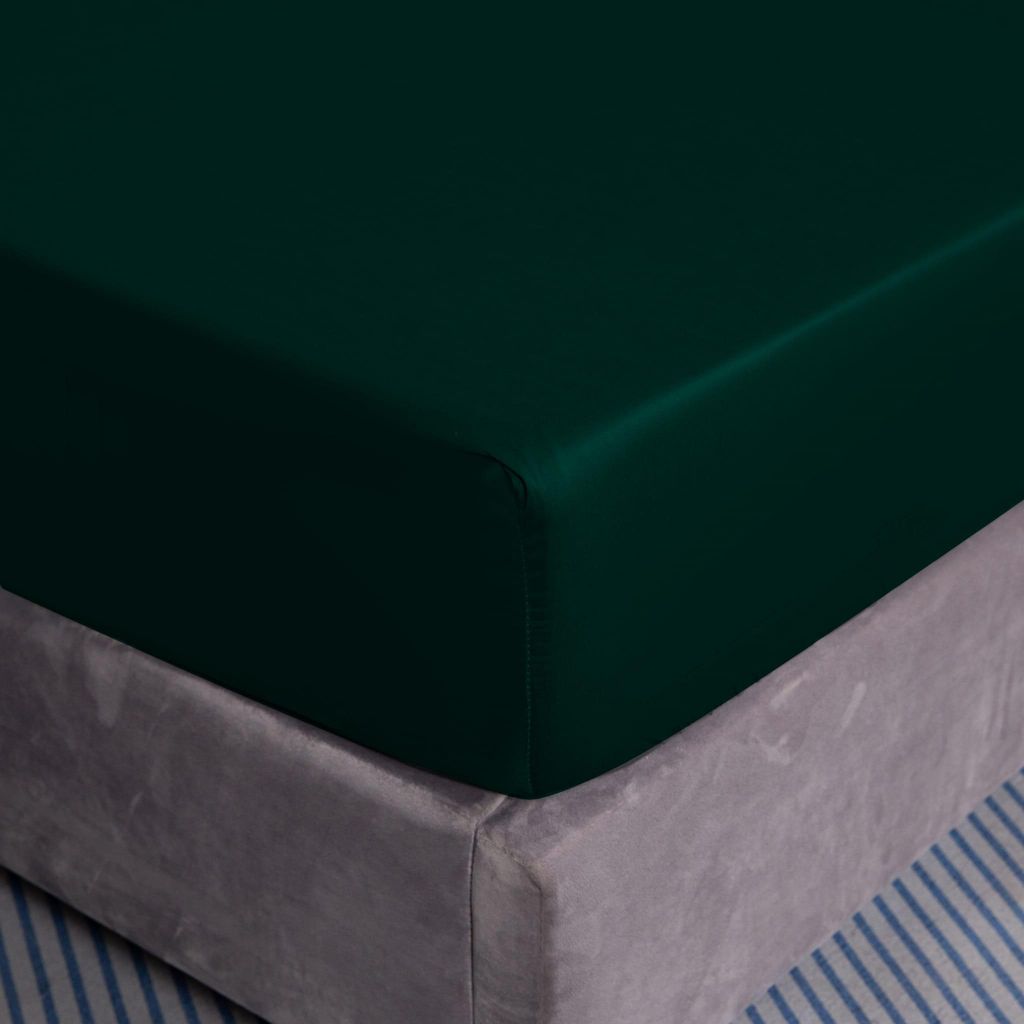 Spannbettlaken aus Baumwolle 200x200+25 Flaschengrün Produktbild 