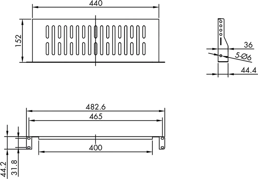 VALUE Ripiano Rack 19 Pollici 1U - Profondità 15cm Nero Opaco - 2