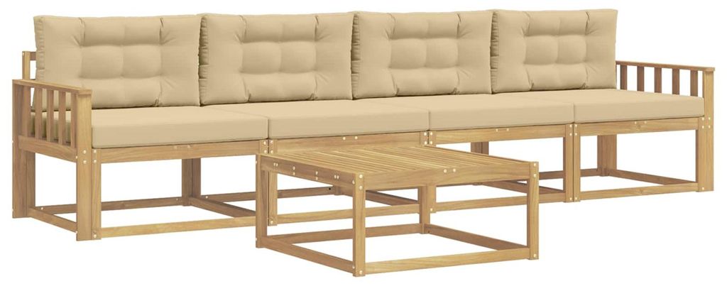 vidaXL Outdoor-Sofagarnitur mit Kissen 4 pcs Weiß und Beige