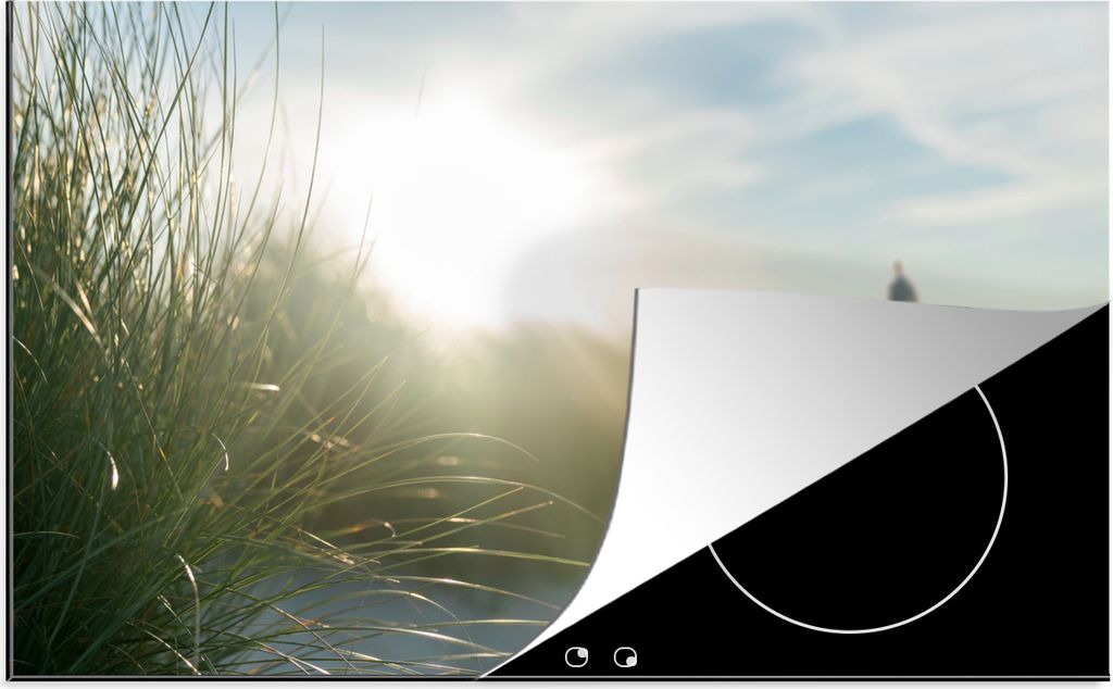 KitchenYeah Herdabdeckplatte Strand - Düne - Sonne , 89x51cm, Küche Deko, Glaskeramikfeld Herdabdeckung, Abdeckplatte fùr Kochfeld