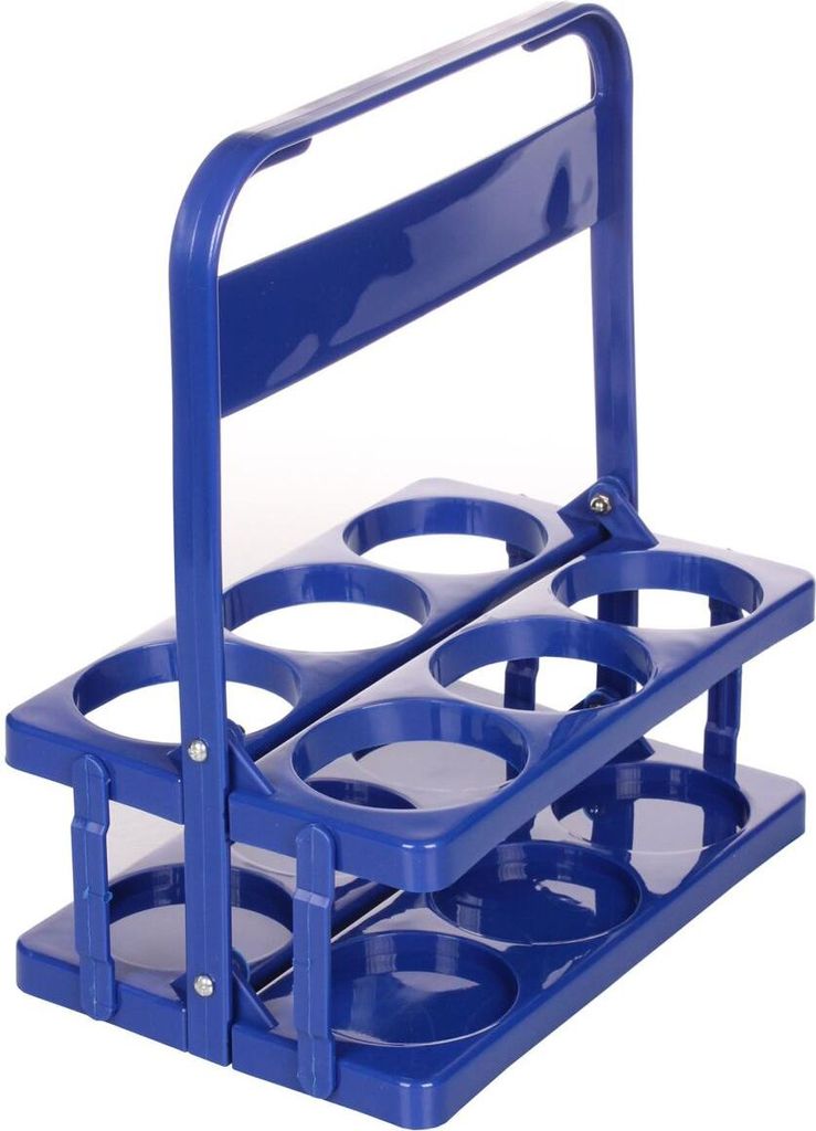 Halter für 6 Flaschen aus Kunststoff, blau, 1er-Packung.