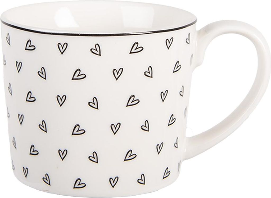 Clayre & Eef Tasse 275 ml Weiß Porzellan Herzen