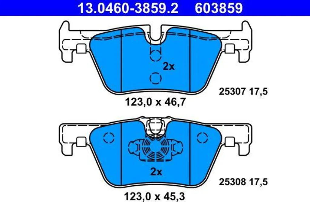 ATE 13.0460-3859.2 Plaquettes de Frein OE 34206799809 pour BMW Série 1 3