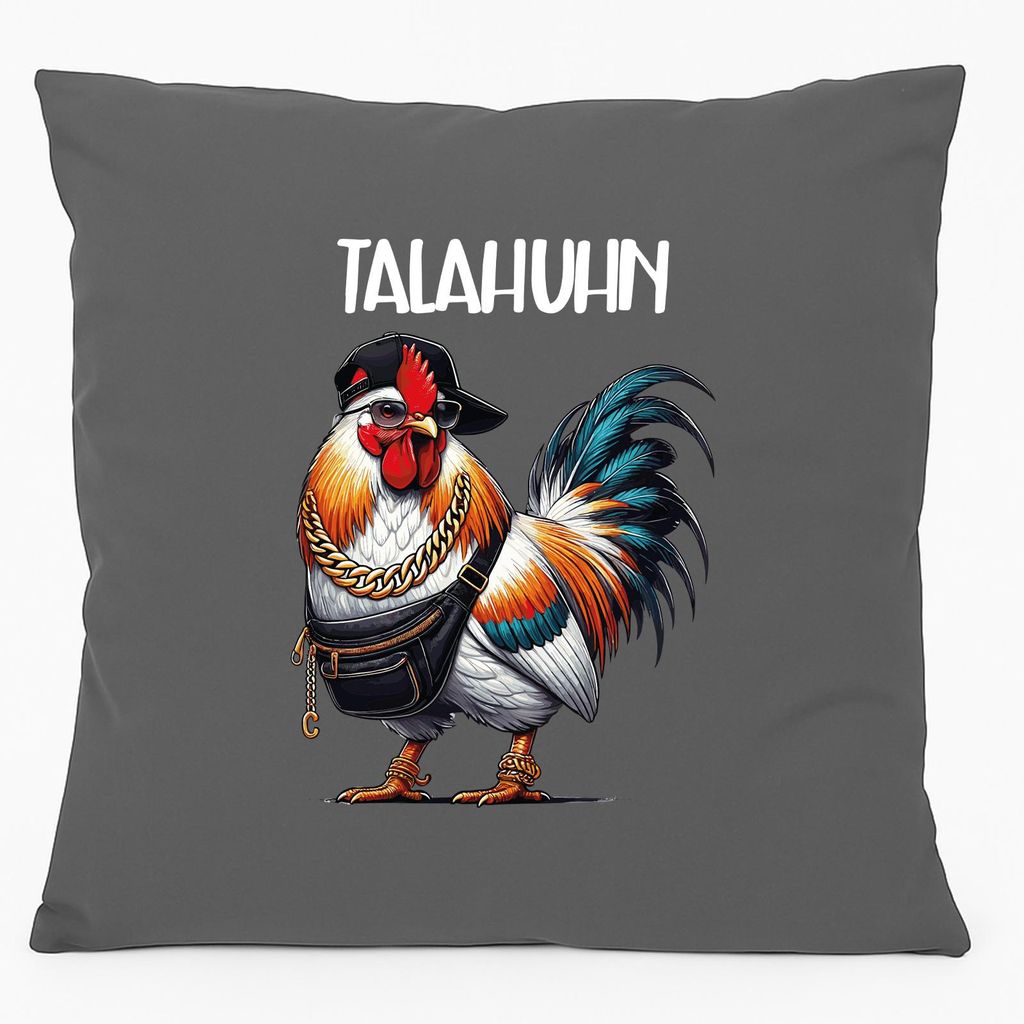 Huuraa Kissen Talahuhn Meme Talahon 40x40cm mit Füllung Steel Grey Baumwolle Dekokissen Geschenkidee