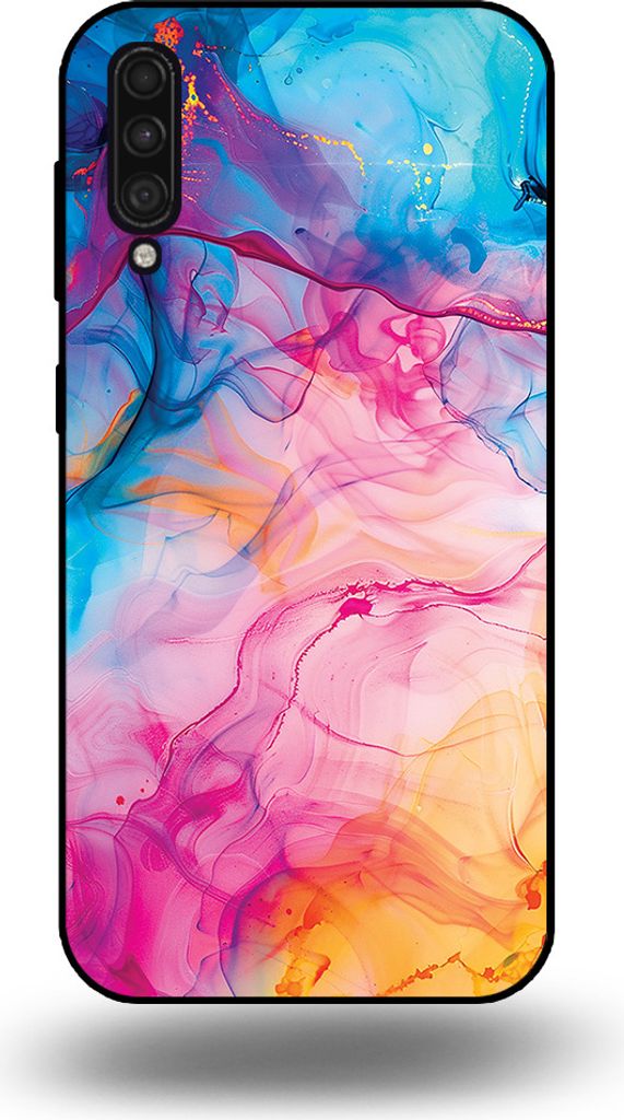 Smartphonica Telefon Fall geeignet für Samsung Galaxy A50s mit Regenbogen Acryl Marmor Druck - TPU Backcover Fall Regenbogen Acryl Marmor Design