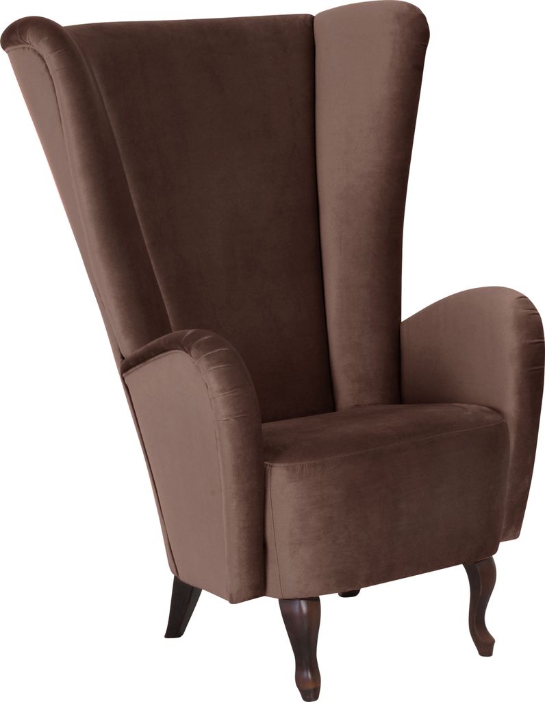 Max Winzer Hochlehnsessel Aurora - Samtvelours braun - Maße: 89 x 96 x 122 cm