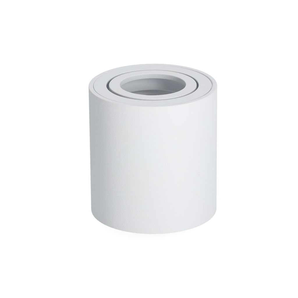 A white cylinder-shaped lamp with a recessed top.