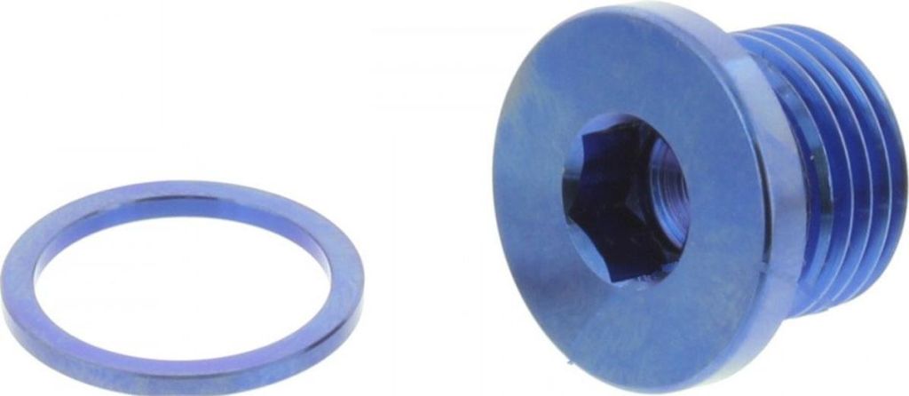 Ölablassschraube magnetisch JMP Bolt M16x1,50mm 10mm Titan blau für BMW S R / RR XR HP 4 C Sport GT F , Suzuki UX Sixteen Husqvarna TE 150 / 250 ...