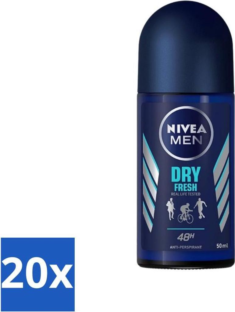 Nivea Men Deodorant Roller Dry Fresh 48 Stunden Langzeitwirkung 50 ml - Vorteilspack - 20 Stücke