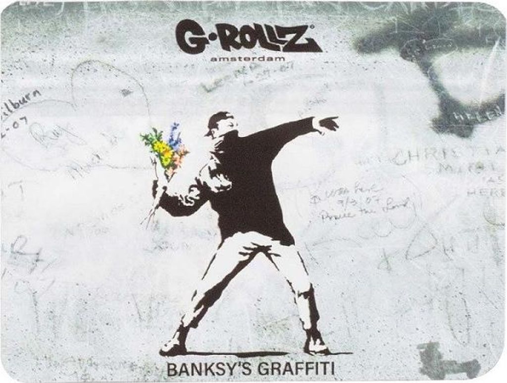 Banksy's Flower Thrower Reißverschlusstasche 105 x 80 mm