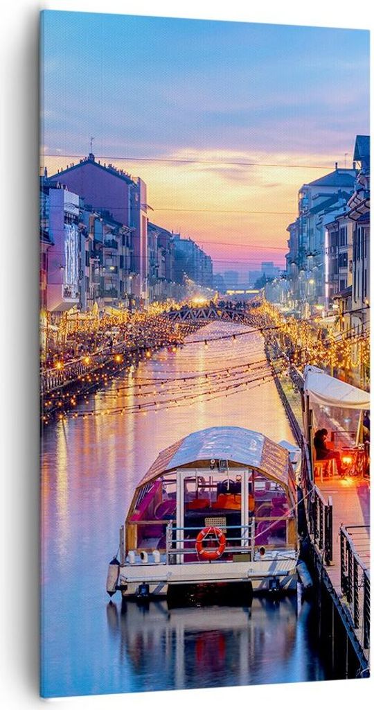 Bild auf Leinwand - Leinwandbild - Einteilig - Kanal Grande Abend - 65x120cm - Wand Bild - Wanddeko - Wandbilder - Leinwanddruck - Bilder - Wanddek...