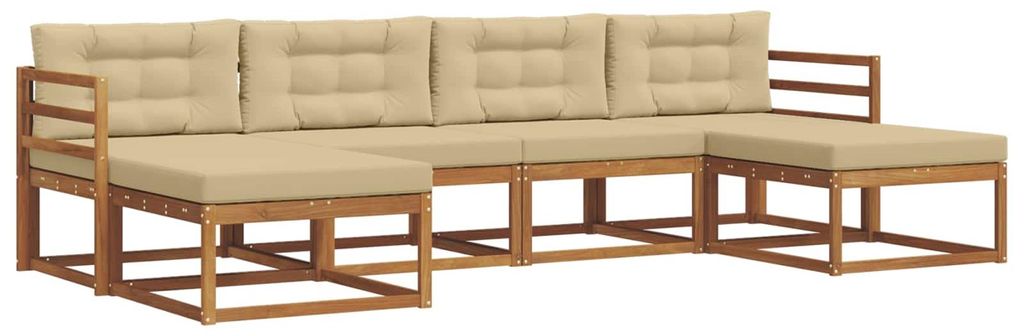 Hochwertigen Möbel Outdoor-Sofa garnitur moderne - Balkonmöbel/Gartenlounge-Set - robust und langlebig - mit Kissen 6 pcs Natur und Beige - Garte...