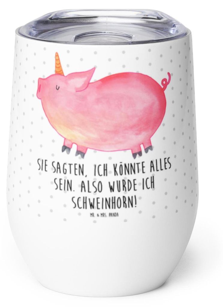 Mr. & Mrs. Panda Thermo Becher Einhorn Schwein - Weiß - Geschenk, Spruch, thermosbecher, Weinbecher, Englisch, Thermobecher, kaffee tasse, English...