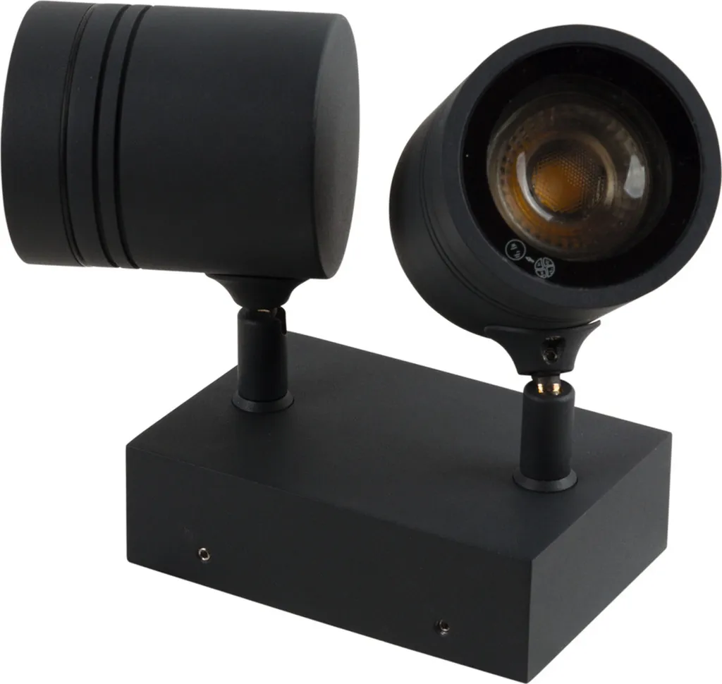 Heitronic Borneo Spot Extérieur Noir 7,85 cm - Luminaire 2 Flammes Rondes