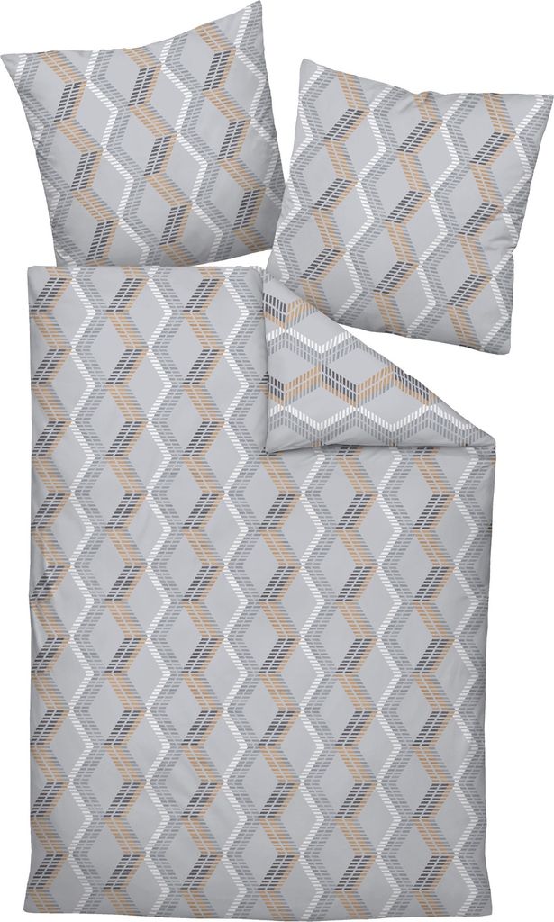 Janine Design Mako-Satin Bettwäsche-Garnitur MILANO 45068 Farbe platin Größe 135x200 + 80x80cm