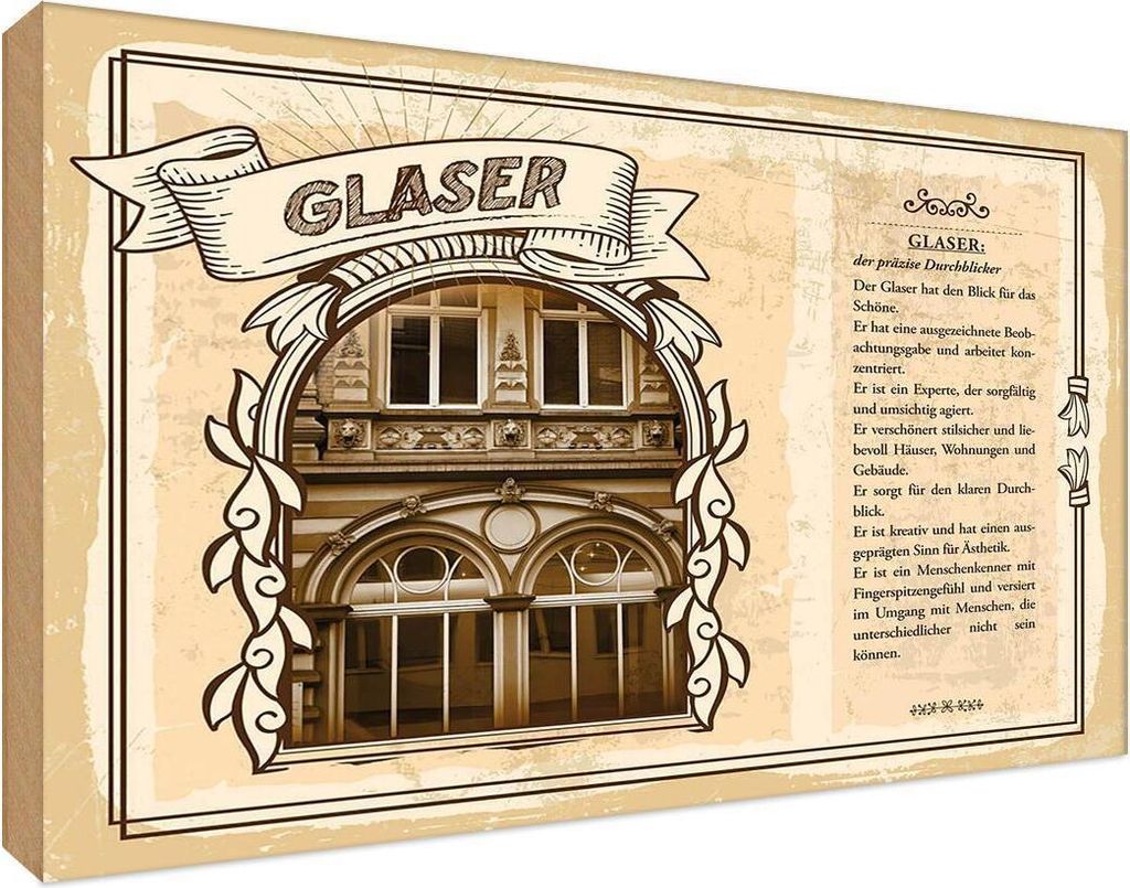 vianmo Holzschild 12x18 cm Glaser Beruf Arbeit
