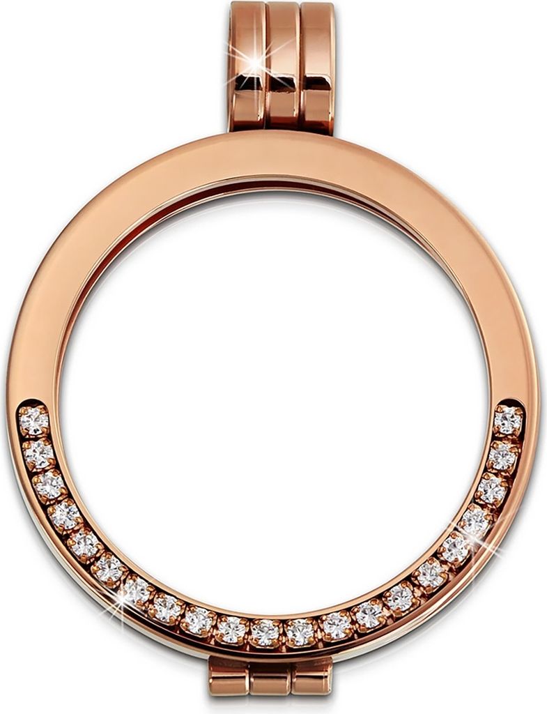 Amello Halsketten Anhänger Coinschmuck Zirkonia weiß Edelstahl Damen ESC052W