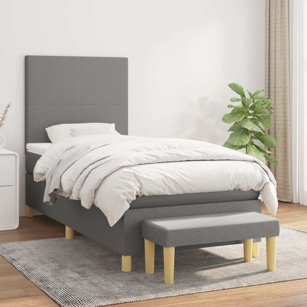 The Living Store Boxspringbett mit Matratze Dunkelgrau 80x200 cm Stoff