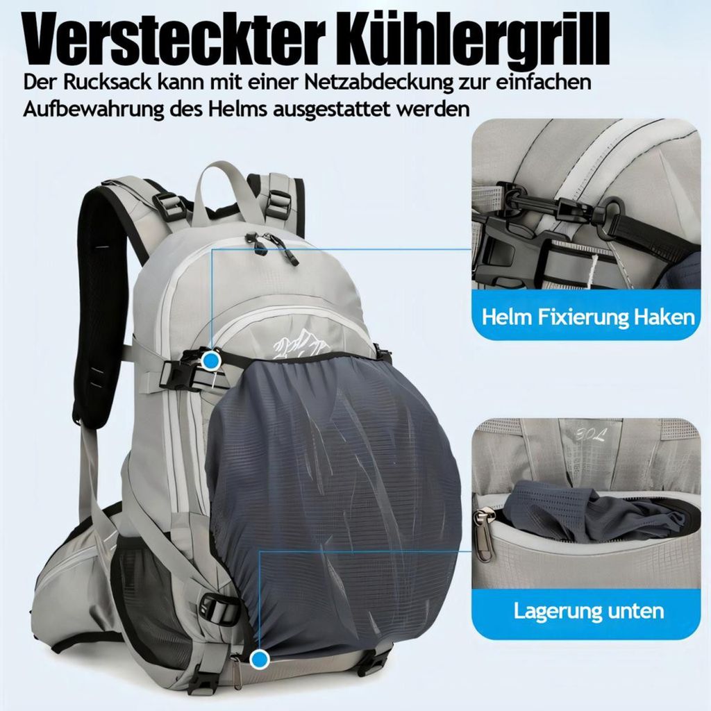 KUGI Fahrradrucksack Outdoor Rucksack 30L wasserdicht mit