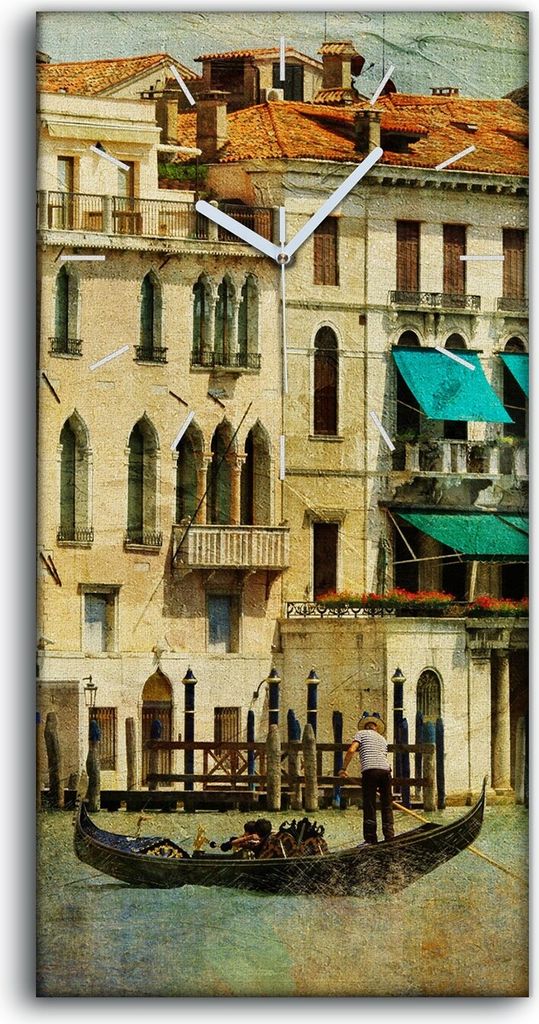 Wandbild Leinwand Bilder mit Uhr Quarz 30x60 Venedig Farbe Produktbild 