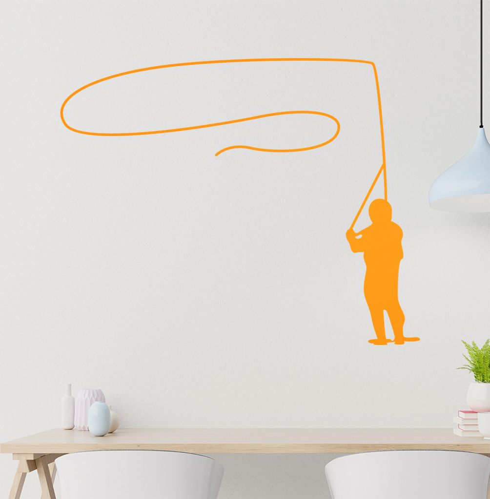 Angler Fliegenfischen Wandtattoo in 6 Größen - Wandaufkleber Wall Sticker - Dekoration, Küche, Wohnzimmer, Schlafzimmer, Badezimmer