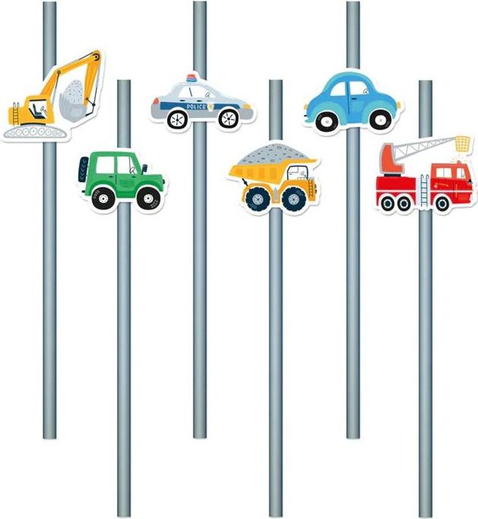 Strohhalme Cars CARS Autos Fahrzeuge Geburtstag 6St.
