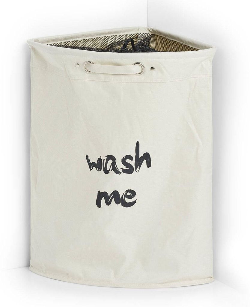 Eckwäschekorb aus Polyester, beige 34x34x56cm Produktbild 