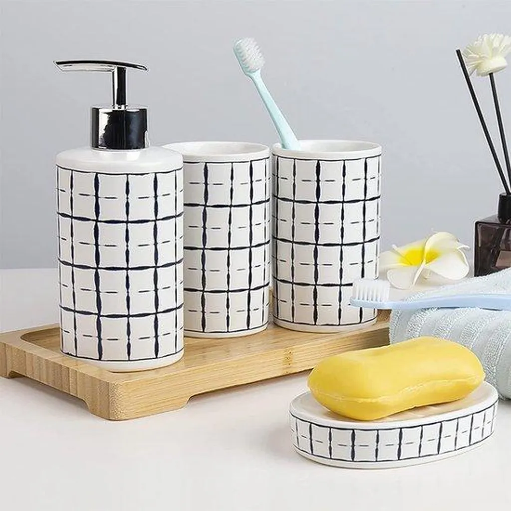 Ensemble de salle de bain en céramique 4 pièces blanc pur pour hôtel
