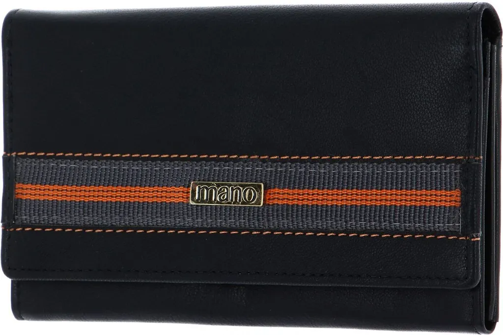 Porte-monnaie femme en cuir noir zippé Mano avec protection RFID