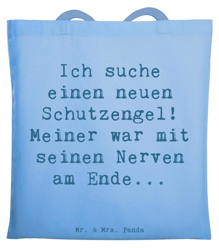 Mr. & Mrs. Panda Einkaufstasche Spruch Neuer Schutz - Sky Blue - Geschenk, Zitat, Beschützer, Shopping Tasche, Sicherheit, Gefühl, Jutebeutel, Mo...