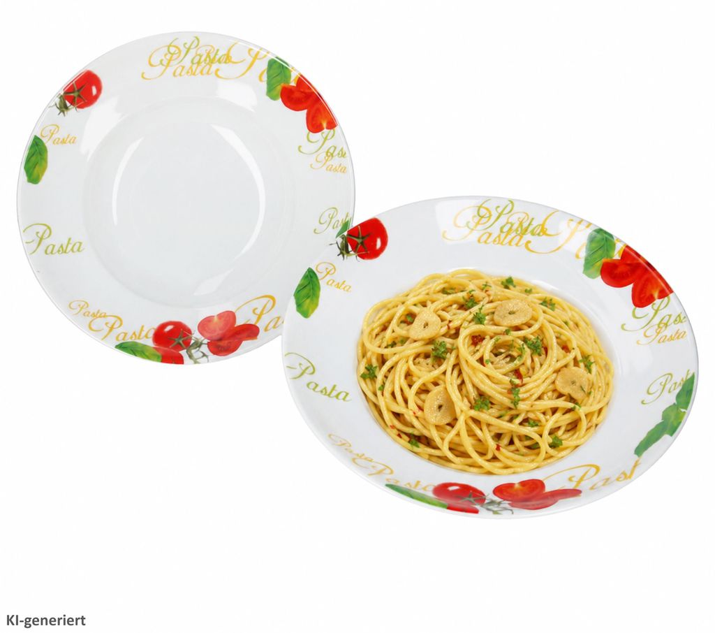 2 assiettes creuses en porcelaine, décor tomates et Image du produit 