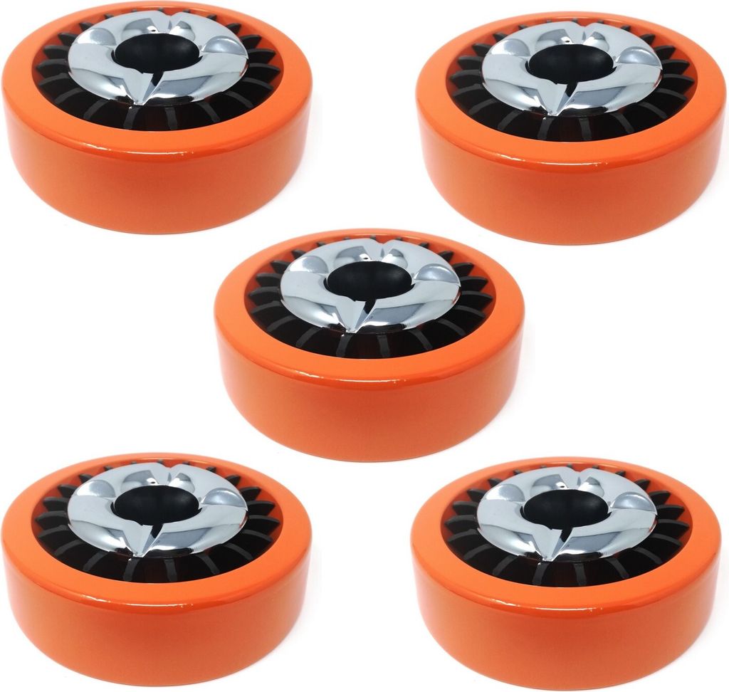 5x Orange, Starlet24 Windaschenbecher Gluttöter rund flach - stabiler Metall-Kunststoff-Aschenbecher für draußen & drinnen, spülmaschinenfest