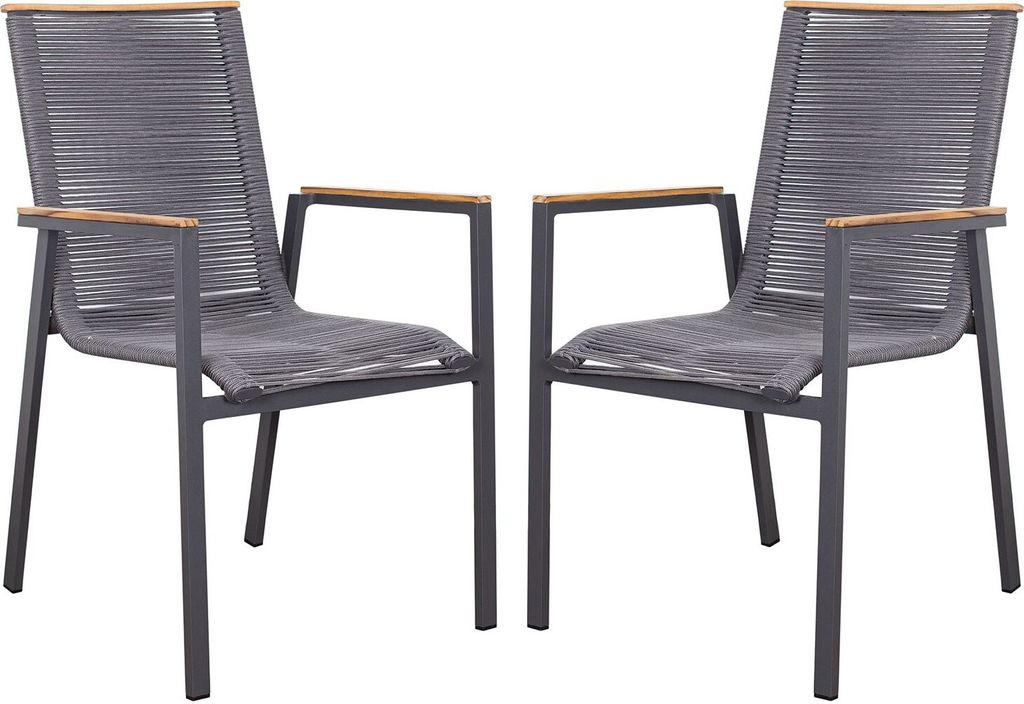 2er Set Dining Stapelsessel Alicante Rope Aluminium