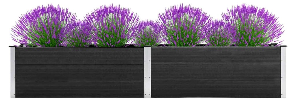 Garten-Hochbeet 200x50x54 cm WPC Grau, Palettenrahmen, Hochteich, Gemüsebeet, Kräuterregal Balkon, Blumenbeet, Kräuterspirale, Tomatenbeet, Pfla...