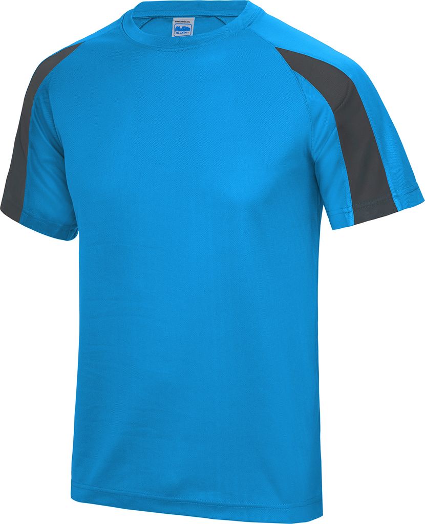 Just Cool Herren Sport T-Shirt Cool Contrast RW685 (S) (Saphirblau/Anthrazit)