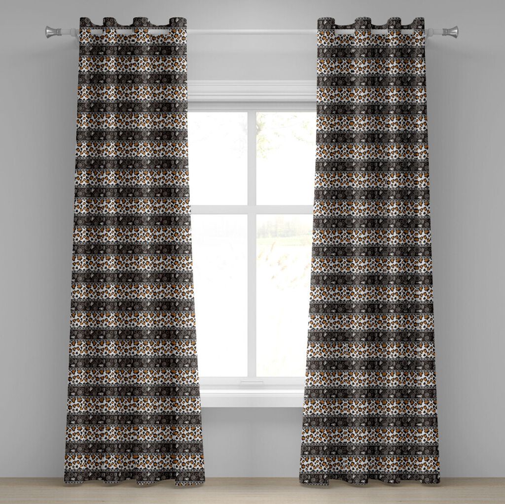 ABAKUHAUS Sambia Ösenvorhang, Afrikanisches Gepard-Muster mit Kreisen gewundenem exotischem Pelz-Zoo-Safari-Bild, Dekorative 2-Panel-Fenstervorhä...