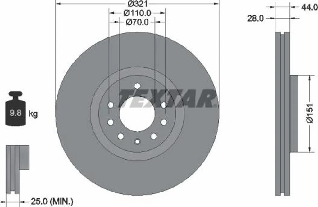 Disque de frein arrière pour Astra H et Zafira compatible OE 569017
