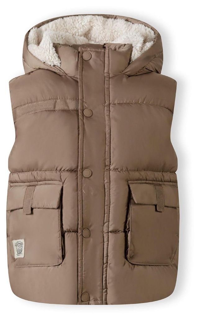 Minoti Weste wattiert Kapuze Beige Gr. 86 für Jungen