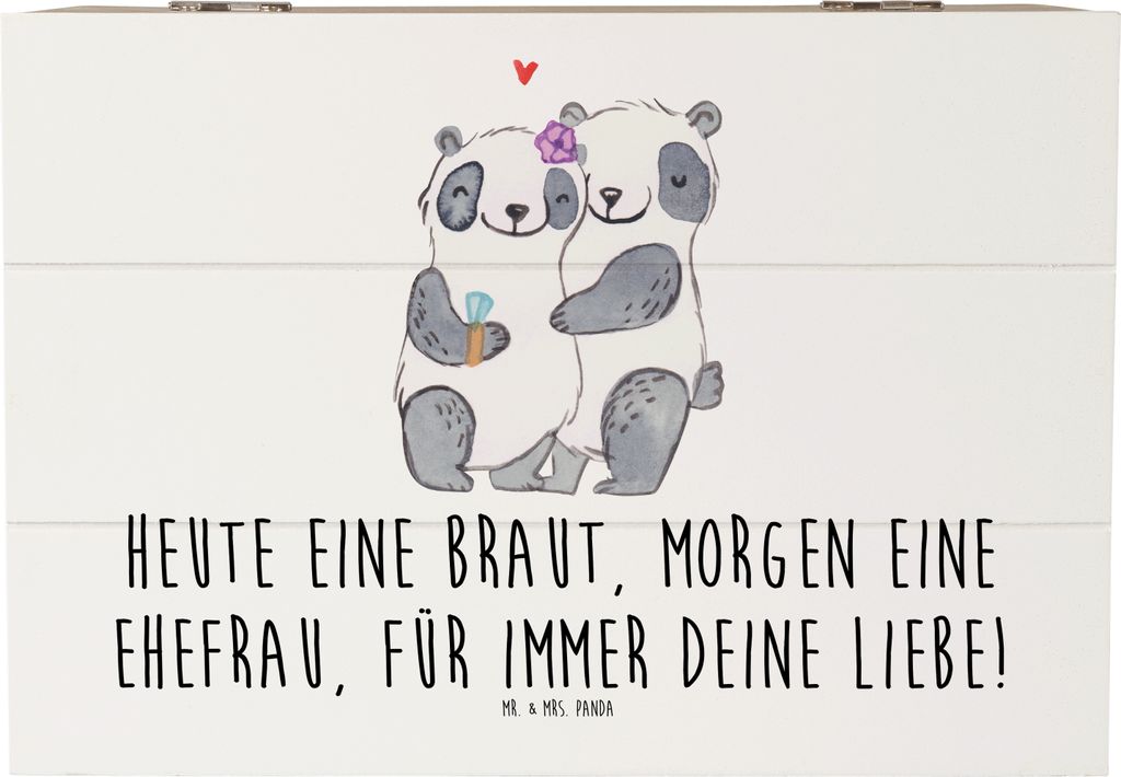 Mr. & Mrs. Panda Erinnerungsbox Braut Liebe 22 x 15 cm - Weiß - Geschenk, Partnerschaft, schatzkiste holz, Brautkleid, Geschenke, Heirat, Aufbewah...