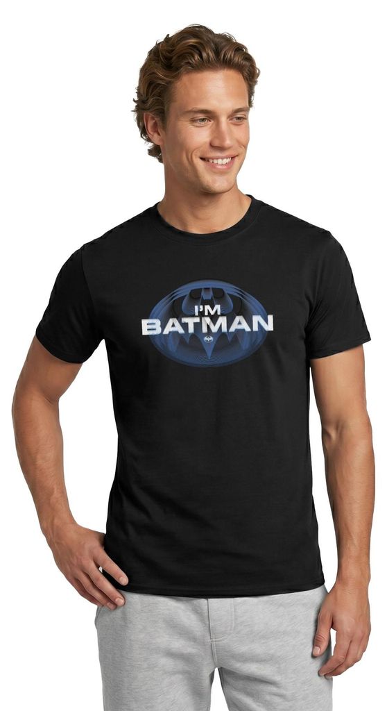 Spreadshirt The Flash I'm Batman Blaues Logo Männer T-Shirt, XXL, Schwarz